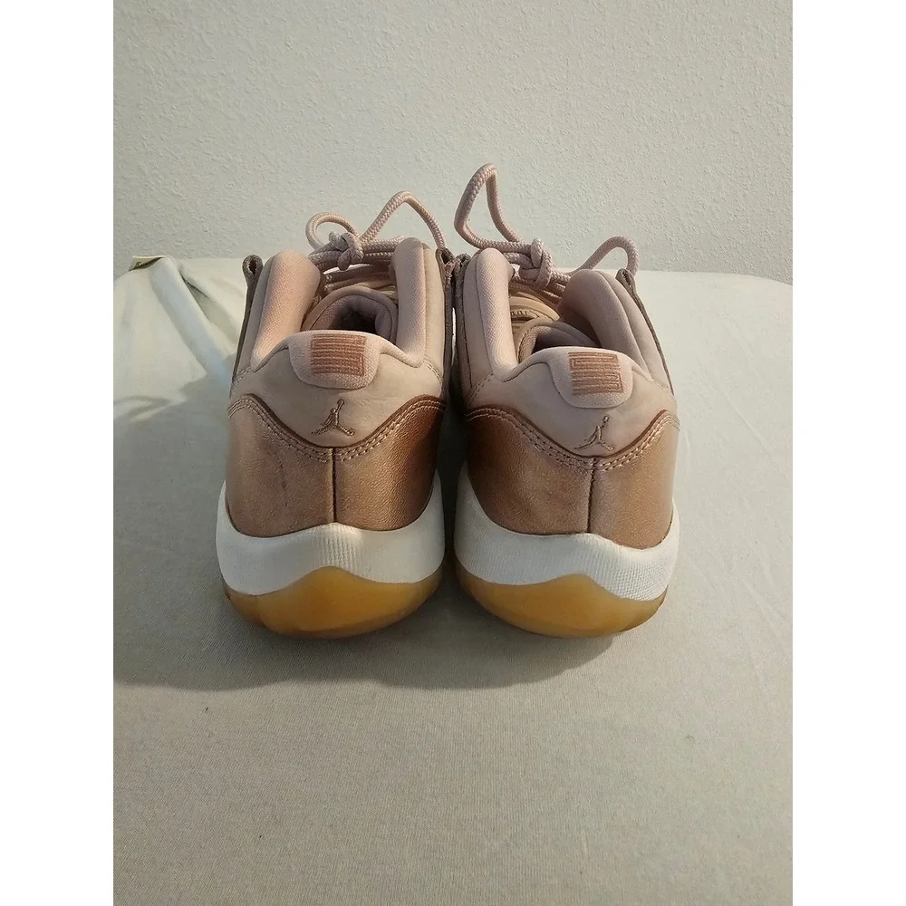 Jordan 8 Women Rose Gold Metallic Leather Retro 11 Low Sneakers AH7860-105
